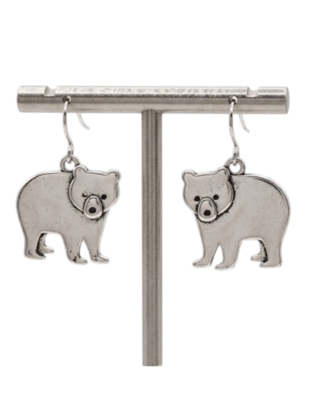 NWT Bear Dangle Earrings Stainless Steel Nature Outdoor Gorpcore Cute - Picture 3 of 4